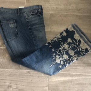 Laurie Felt Denim Embroidered Hem BootCut Jeans